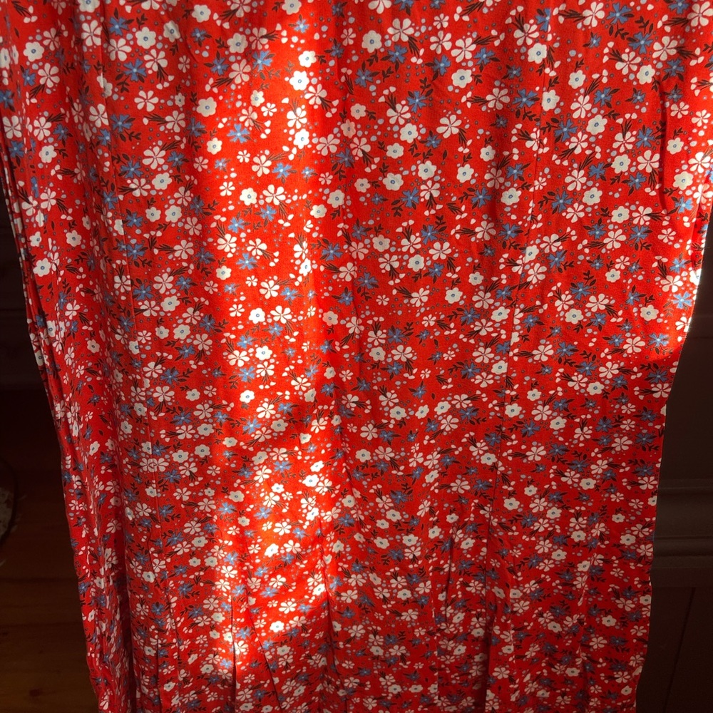 Asos Red Tea Dress With Blue And White Flowers View 3